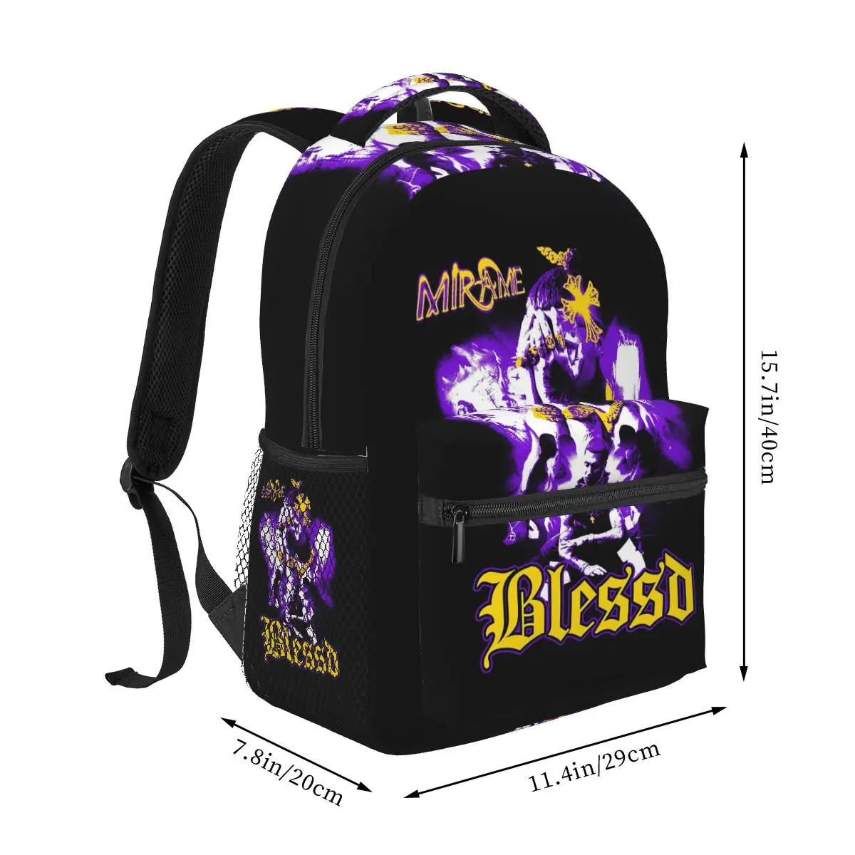 Purple Glow Rapper Blessd Backpack Student Boys Girls BookBag Children School Bag Computer Shoulder Bags for Men Women