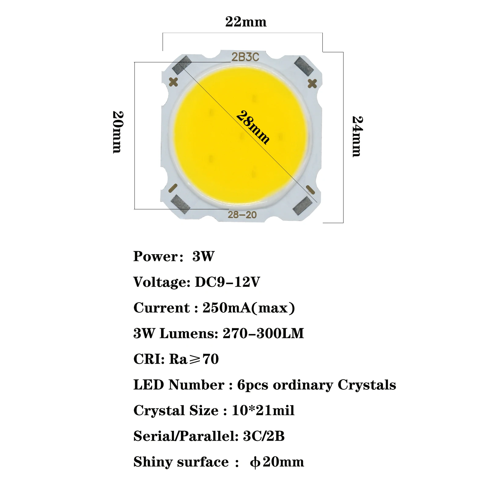 10pcs a lot 3W/5W/7W/10W/12W/15W High Power LED COB Light Beads 2422 LED lamp Bead LED Bulb Chip Spot Light Downlight Diode Lamp