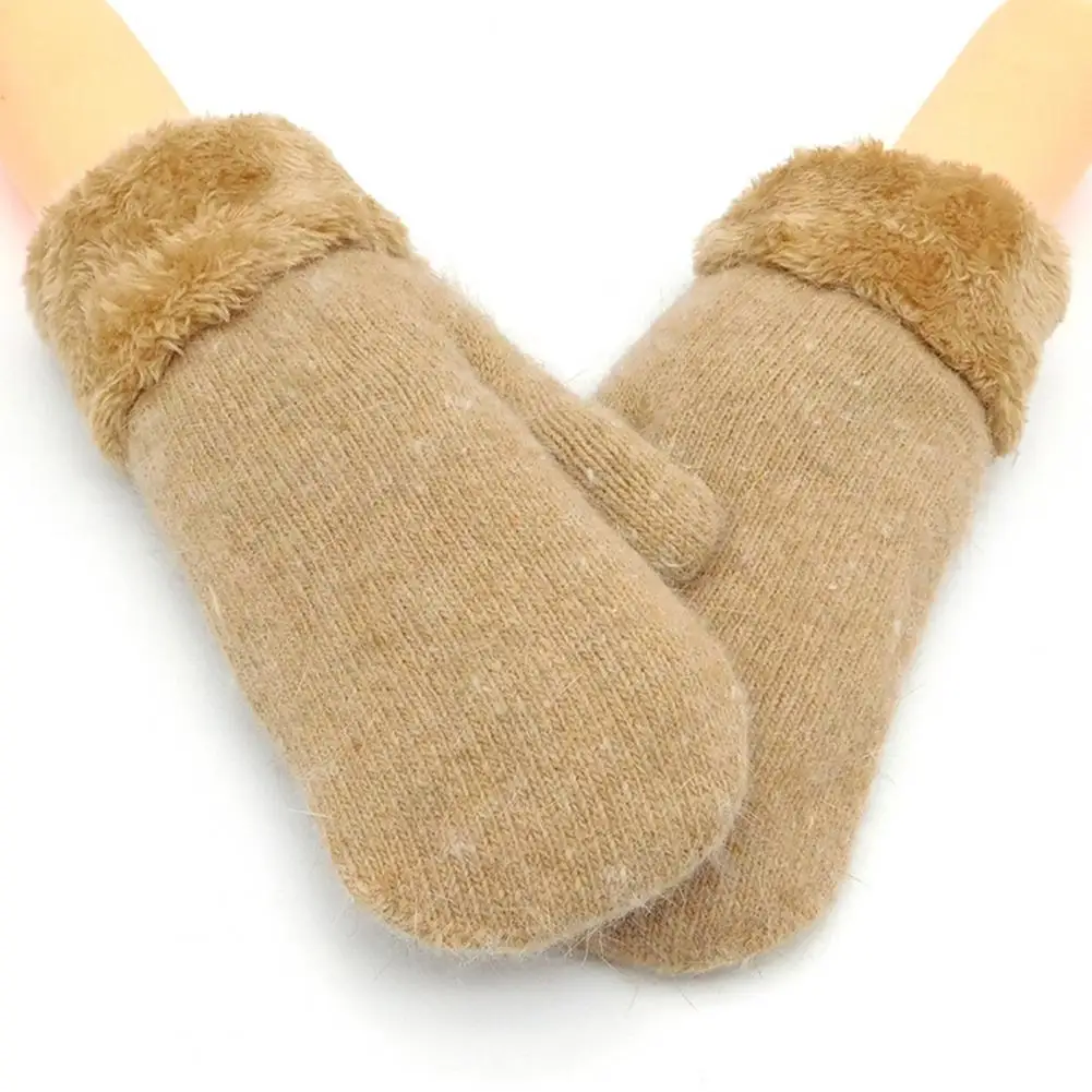 

Warm Winter Gloves Double-layer Thickened Plush Winter Mittens for Unisex Anti-slip Weather Gloves for Driving Golfing Skiing