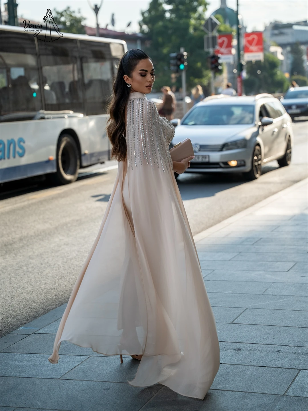 특별한 행사용 웨딩드레스, 피쉬테일 스커트 럭셔리 프롬 드레스 2025 맞춤 제작 리본 비즈 자수 고급 파티 드레스