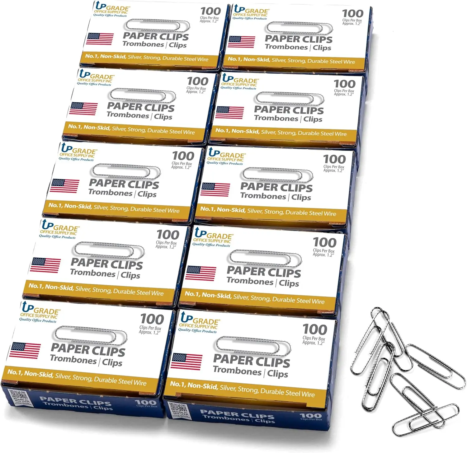 

Non Skid Paper Clips No. 1, 1.2 Inch, 1000 Count for Office School Filing