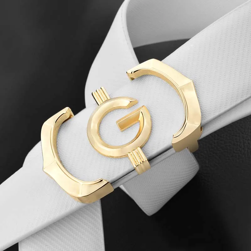 Ceintures de créateur hommes de haute qualité en cuir véritable mode G ceinture hommes marque de luxe peau de vache décontracté blanc sangle de taille ceinture homme