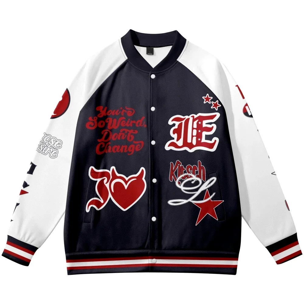 KPOP IVE Kitsch Album Baseball Jacket Men Women Bomber Jacket Outerwear Yujin Gaeul Wonyoung LIZ Rei Leeseo Baseball Uniform