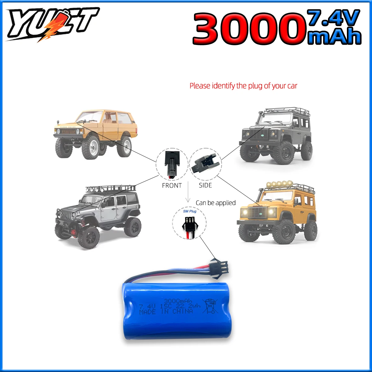 YUCT 7.4 فولت 3000 مللي أمبير 2S بطارية ليبو MN99S ترقية أجزاء بطارية عالية السعة لسلسلة MN RC سيارات MN82 MN78 MN128 MN168 MN98 0 #5