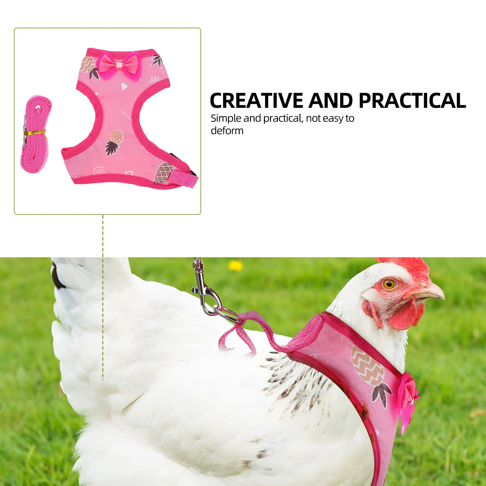 

Chicken Vest Pet Leash Durable Hen Traction Rope Adorable Rooster Costume Decoration Vest Adjustable Harness Dog Collar