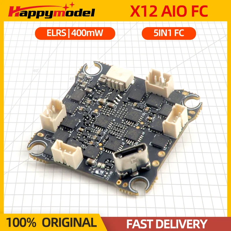 HappyModel X12 AIO 5IN1 Flight Controller 1-2S Lipo Integrated Built-in Receiver ELRS OPEN VTX For RC FPV Drone Mobula7