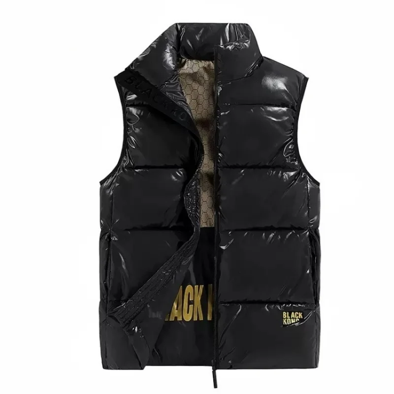 

New men's high-quality glossy warm vest jacket, fashionable for autumn and winter, casual and comfortable multifunctional top