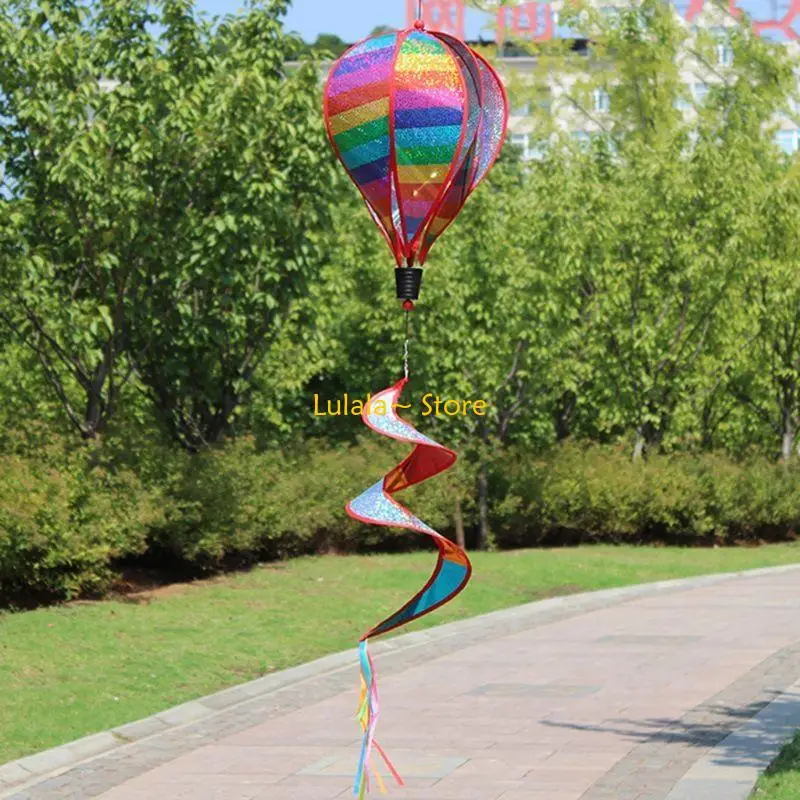 Y4QA Hot Air Balloon Toy Windmill Spinner Garden Lawn Yard Ornament Outdoor Party Fav