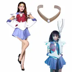 Athemis Anime Sailor Saturng Cosplay Costume Custom Made Dress Gloves Headband Bows Brooch For Kids Adult Plus Size High Quality