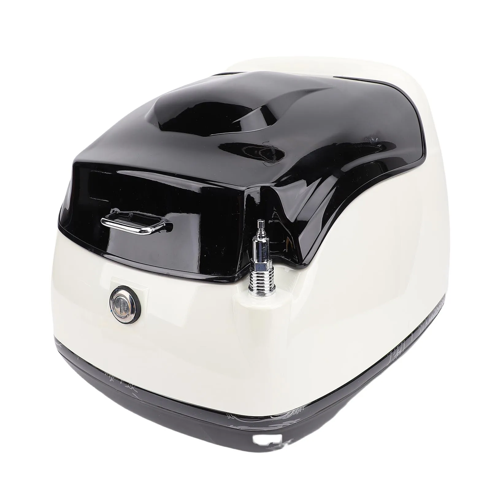 Motorcycle Rear Case 38L - Retro Waterproofing Universal Fit with Lock and Key for Electric Bikes Scooters White Black