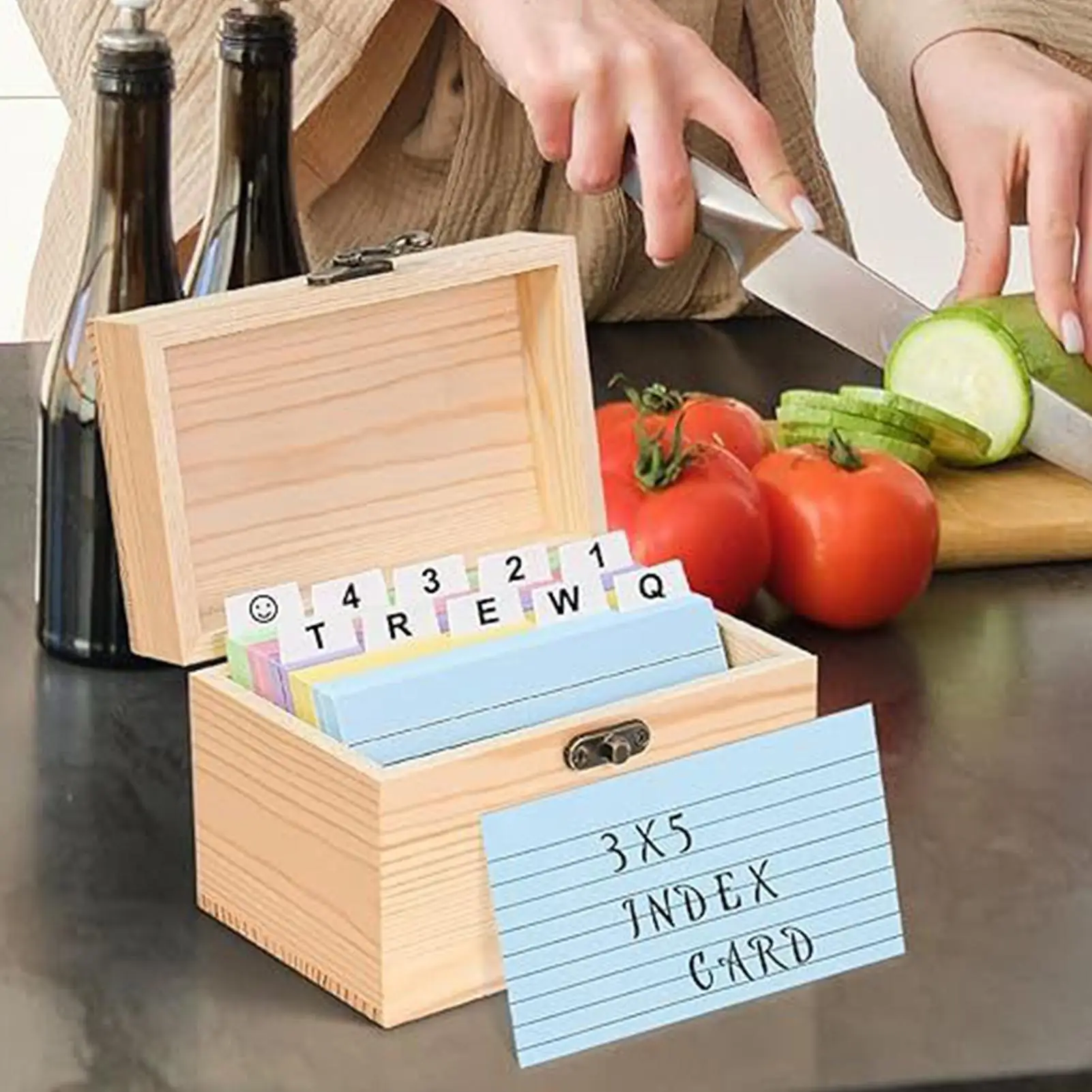 Almacenamiento de tarjetas de índice, caja porta tarjetas de notas de madera, suministros de estudio, estuche organizador de tarjetas flash para tarjetas de notas, sobre de papel, postal