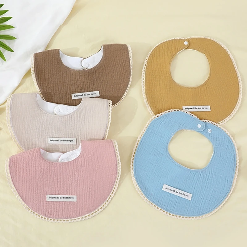 Cotton Baby Dribble Bib Absorbent Teething Bib Comfortable Infant Bib Adjustable Baby Bib Breathable Newborn Bib