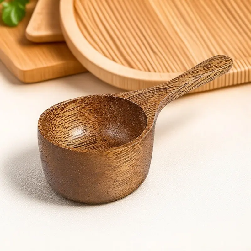 Cuchara Medidora de Madera para Granos de Café, Herramienta de Cocina Compacta para Medir Leche en Polvo, Harina, Bicarbonato de Sodio, Café Molido y Granos