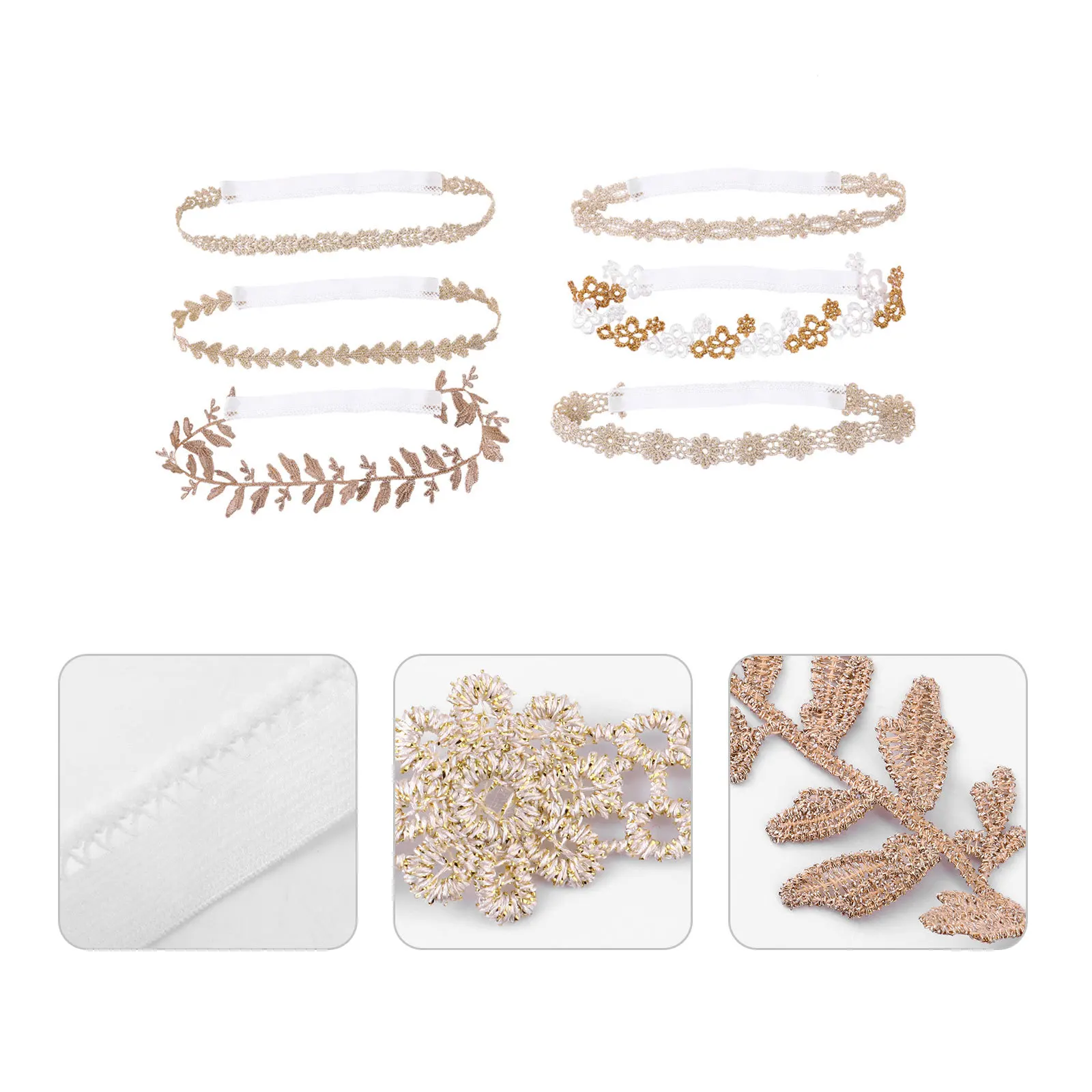 

6Pcs Floral Headband Set Infant Girl Lace Hairband Stylish Wedding Birthday Celebration Kids Fashion Hair Accessory Decor