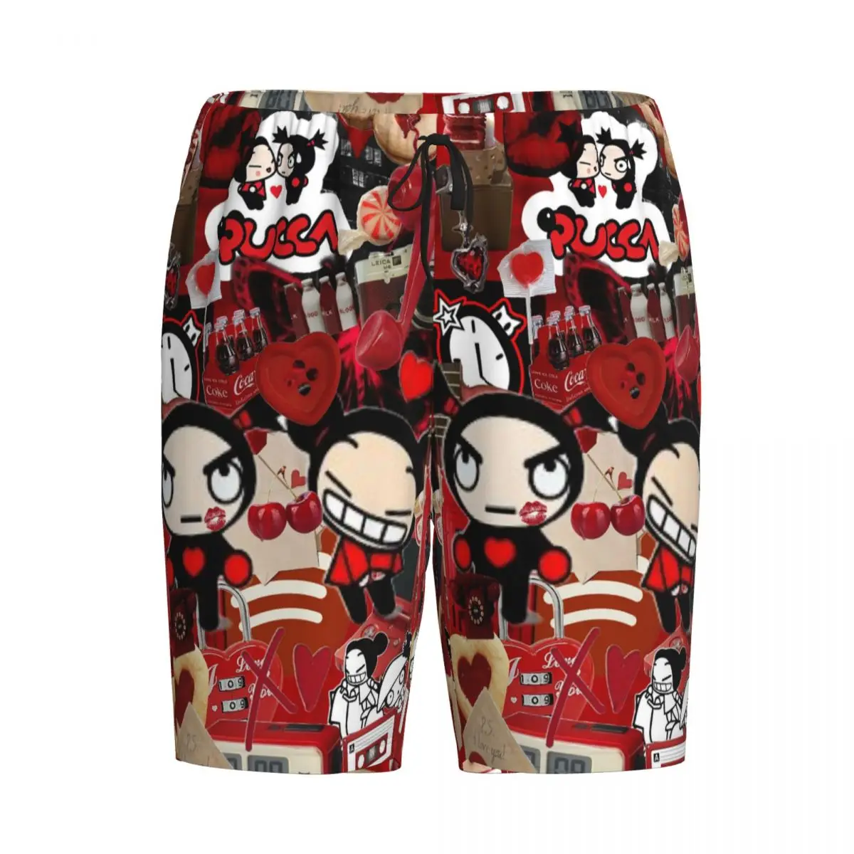 

Красные шорты Custom Pucca Love For You, мужские пижамные штаны, брюки для сна, нижняя часть пижамы для отдыха