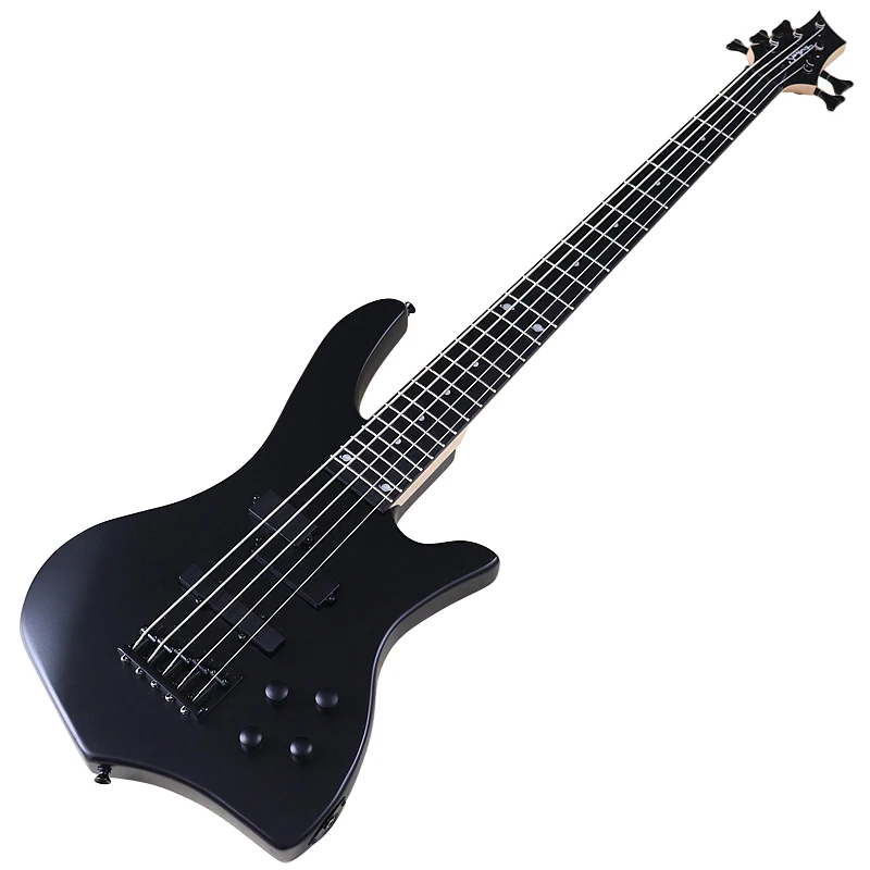 Active 5 string Electric Bass Guitar Matte Finish Full Okoume Body 43Inch Bass Guitar Free Bag Black Cherry And Natural