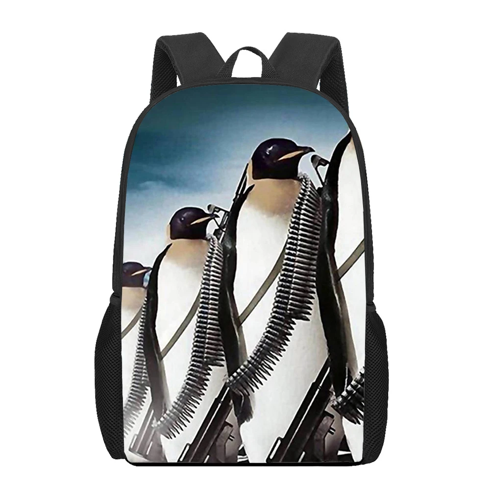 Cute Cartoon 3D Penguin Printing School Bags para crianças, Mochila para meninas e meninos, Mochila de grande capacidade, Mochila de grande capacidade