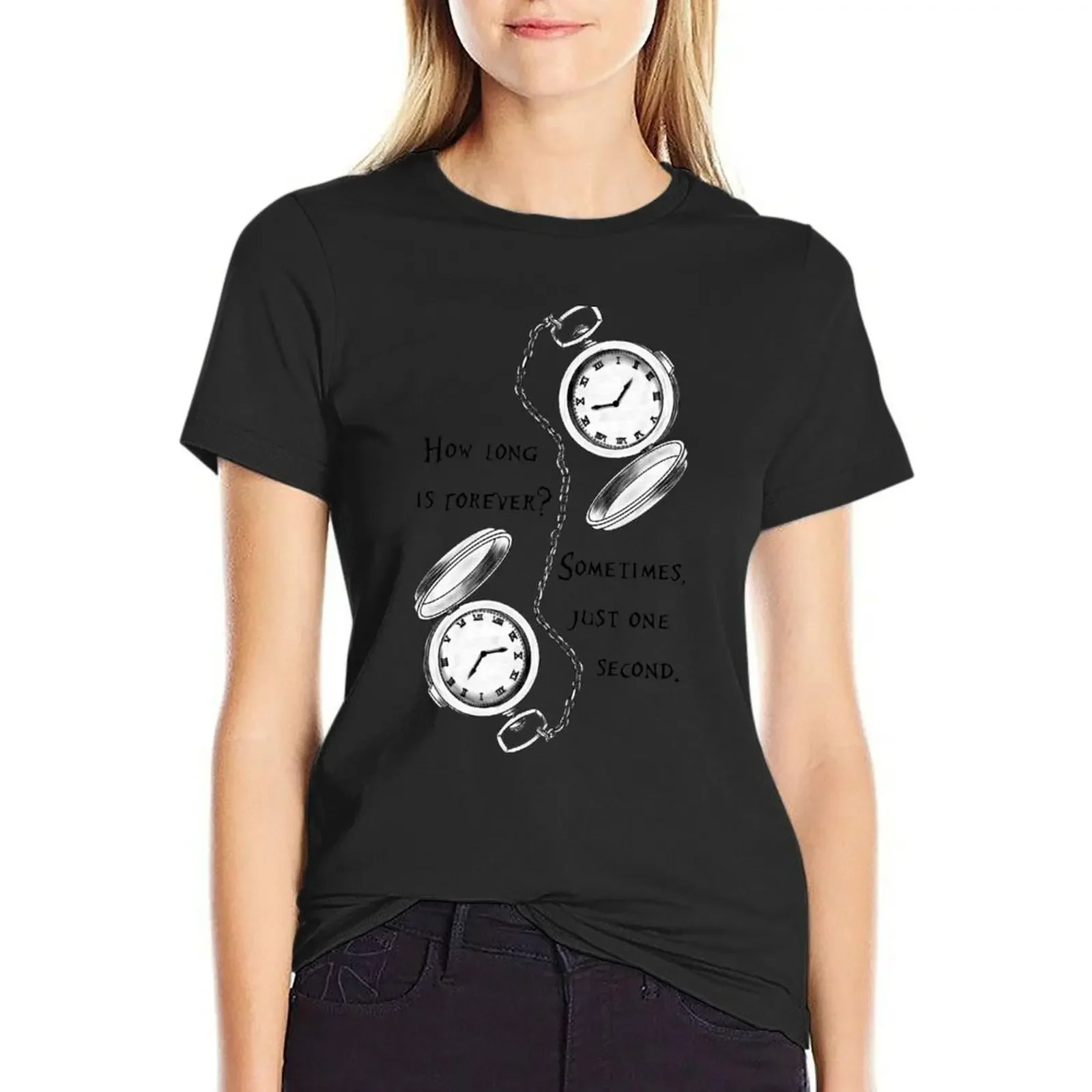 

Forever is just a second T-Shirt oversized female sports fans Blouse summer clothes for Women