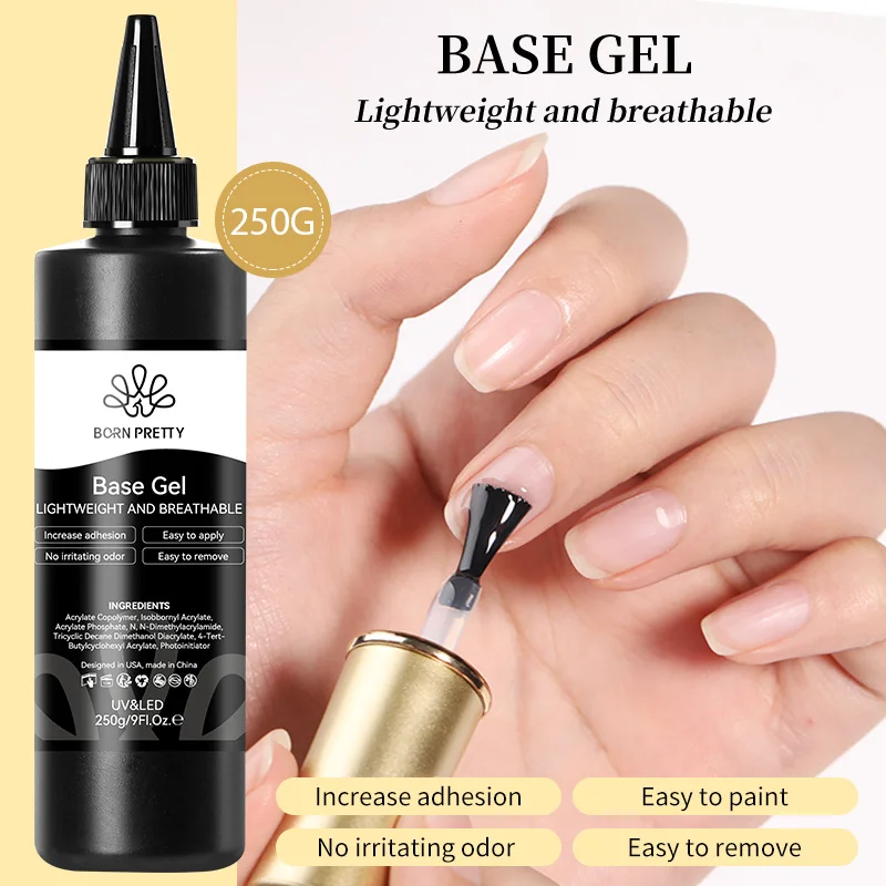 BORN PRETTY 250 g Base und Super Top Coat Not Chip Peel Base Gel Glossy Shine Finish Soak Off UV-LED-Trocknung Langlebiges UV-Gel