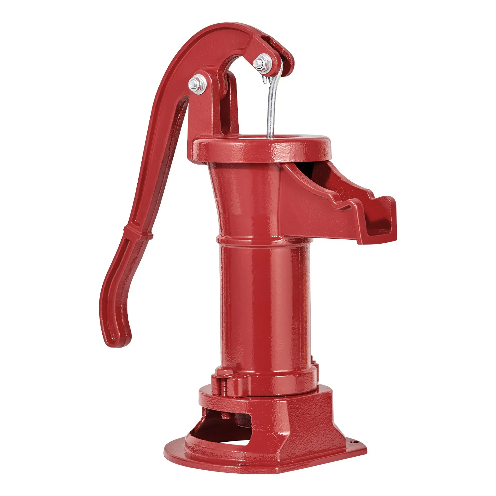 

Antique Cast Iron Manual Water Pump, 25ft Lift, Red Design