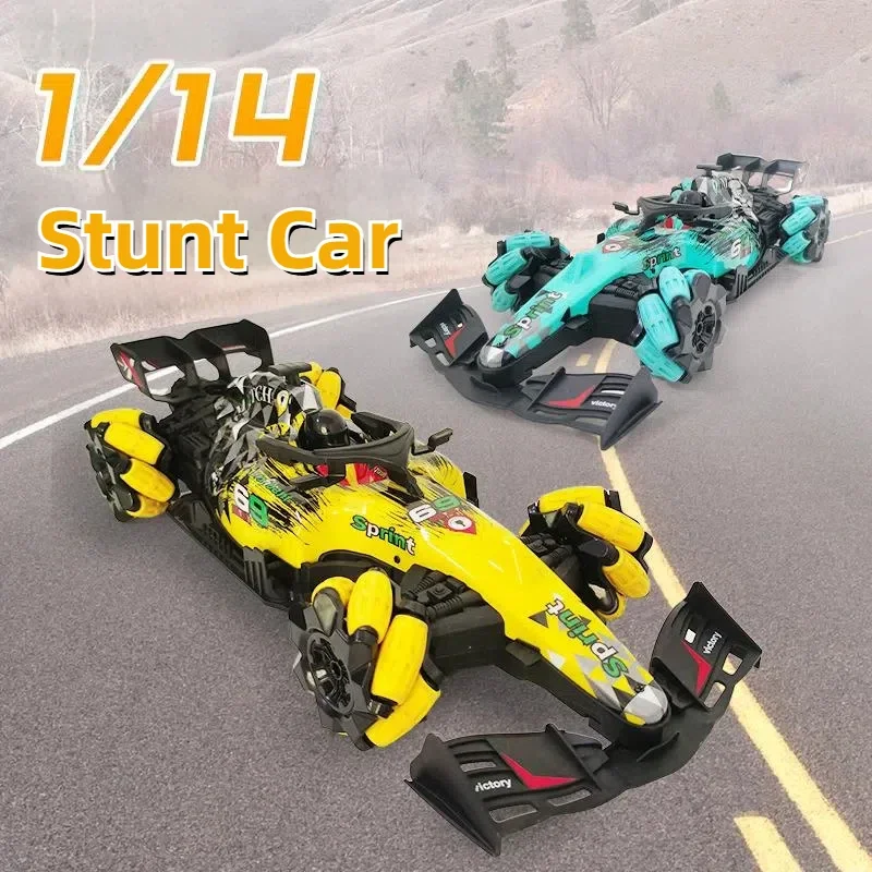 KF25 RC Car 1/14 Scale Spray Drift Stunt Car Formula Car with Watch Gravity Remote Control Toys for Kids Gift