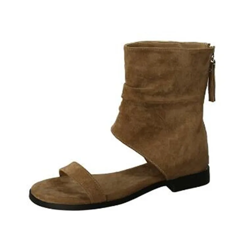 

2025 Female Low Heel Footwear Gladiator Sandals Shoes For Women Zippers Fashion Open Toe Ladies Sandals Ankle Booties Shoe Pumps