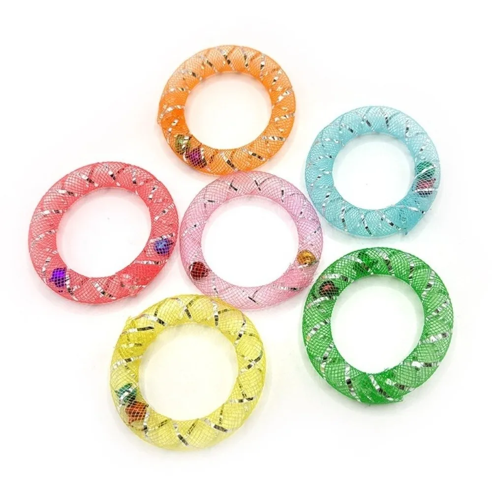 5Pcs Bell Sounds Circle Bell Cat Soft Mesh Bite Resistant Cat Interactive Grid Tube Bouncing Spring Colorful Self Play Cat