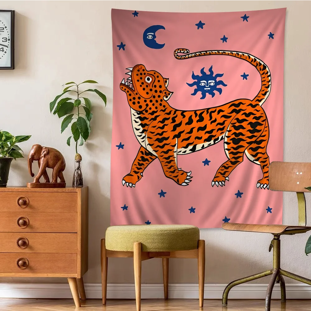 Tiger Art Print DIY Wall Tapestry Hanging Tarot Hippie Wall Rugs Dorm INS Home Decor