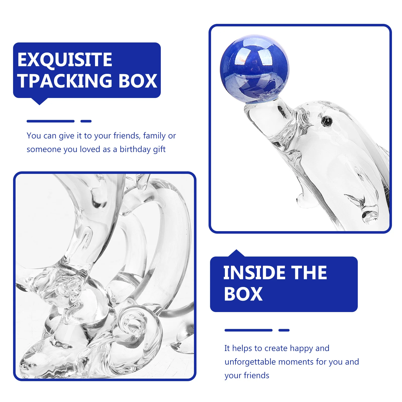 

Crystal Dolphin Ornament Compact Desktop Decor Material Smooth Surface Unique Home Ornament Crystal Dolphin Figurine