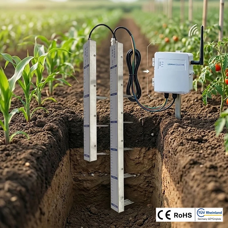 Multi Depth Soil 8 in 1 RS485 Modbus Soil EC Conductivity Temperature Moisture Sensor PH NPK EC Salinity Monitor for Agriculture