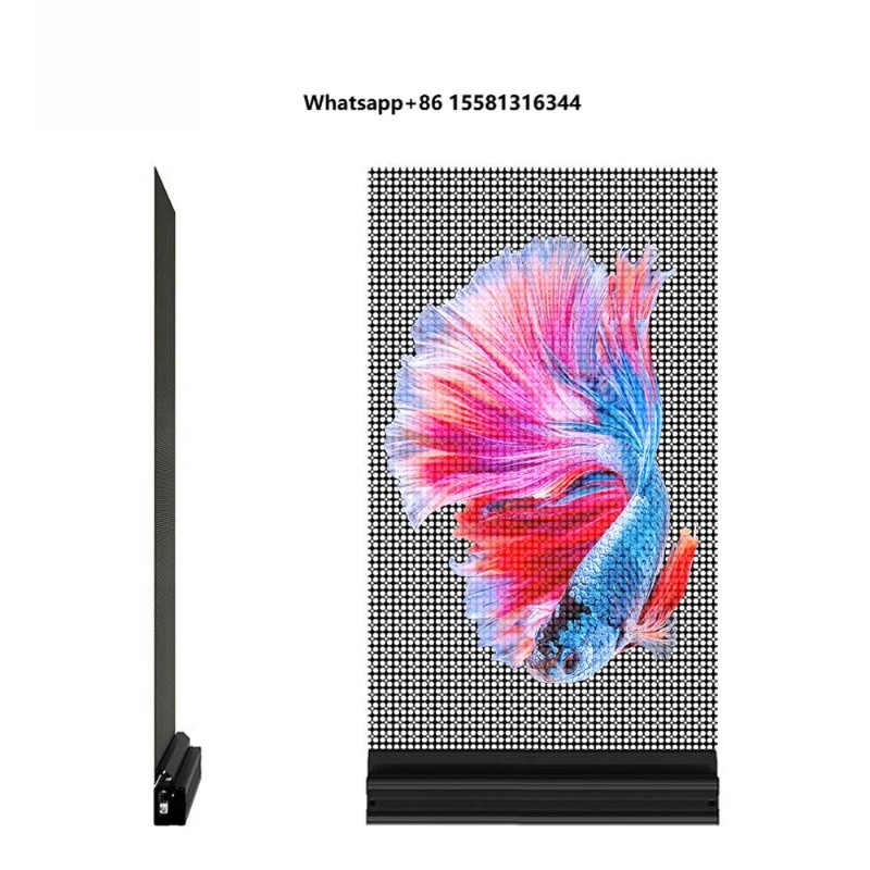 P3.9 LED Holographic Transparent Screen Indoor Full Color Ultra Thin Self-Adhesive Window Glass Retail Store Easy Installation