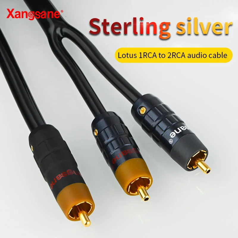 Xangsane 4N sterling silver one rca to two rca audio cable subwoofer special amplifier adapter wiring is not used for digital