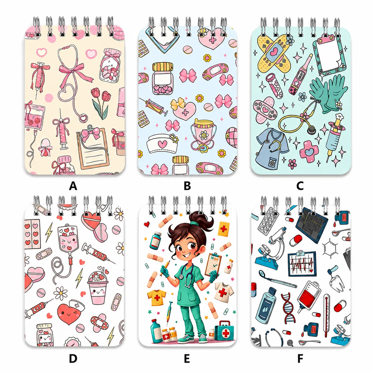 Cute Medical Mini Spiral Notepad, Nurse Pocket Memo Pad, Portable Kawaii Notebook for Students Work Gifts
