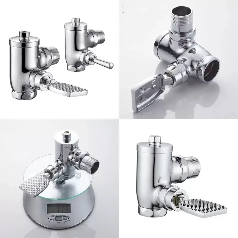 GOGO Right Angle Pedal Pneumatic Water Flush Valve Time-delay Copper Corner Type Lavatory Regulating 3/4in 1inch Normal
