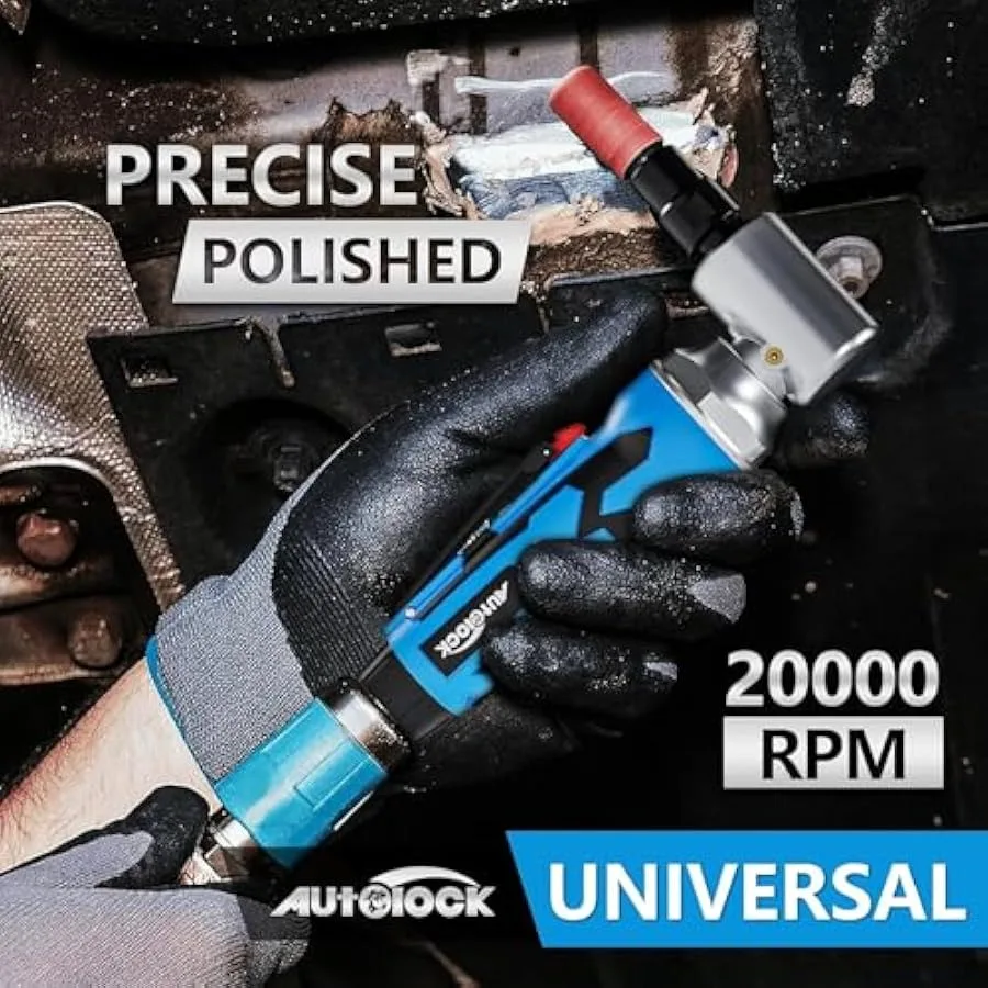 Smerigliatrice ad aria Autolock con pinze da 1 4" e 1 8" Smerigliatrice ad angolo retto 20 000 giri/min Velocità regolabile 2023 Nuova versione Pneuma