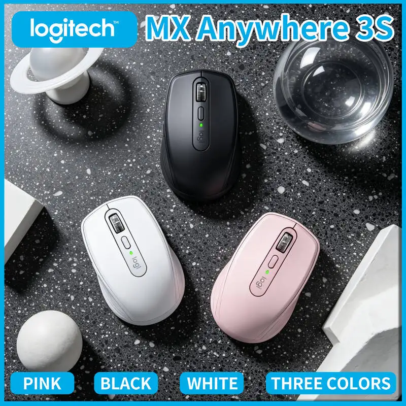 Logitech MX Anywhere 3S Ergonomic Mouse - 8000 DPI Glass Tracking, MagSpeed Hyper-Scroll, 3-Device Sync, Travel-Ready Build