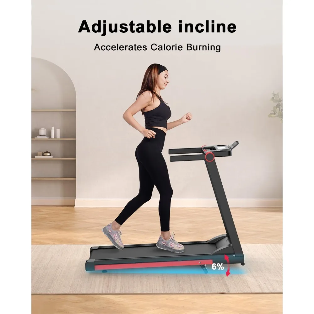 3.5 HP Treadmill, 350LBS Capacity Treadmills with Incline, 10 MPH Folding Treadmill with LED Display, Adjustable Slope