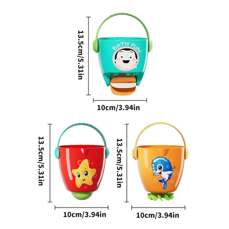 Y4QA Baby Bath Toy Rotating Water Sprayer Bucket Toy Safe Cartoon Sprinkler for Kids