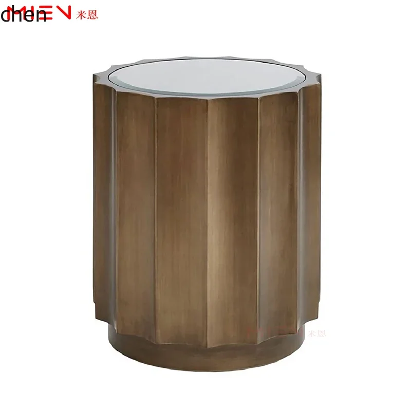 CZ-1  designer light luxury exquisite sofa metal edge mobile round marble corner