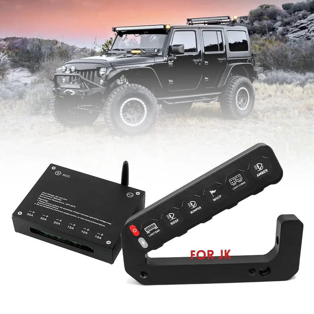

Customized CNC Making 12v Car Multi-functional Wireless 6Gang Switch Panel Wireless A-Pillar Switch Panel for JEEP Wrangler JK