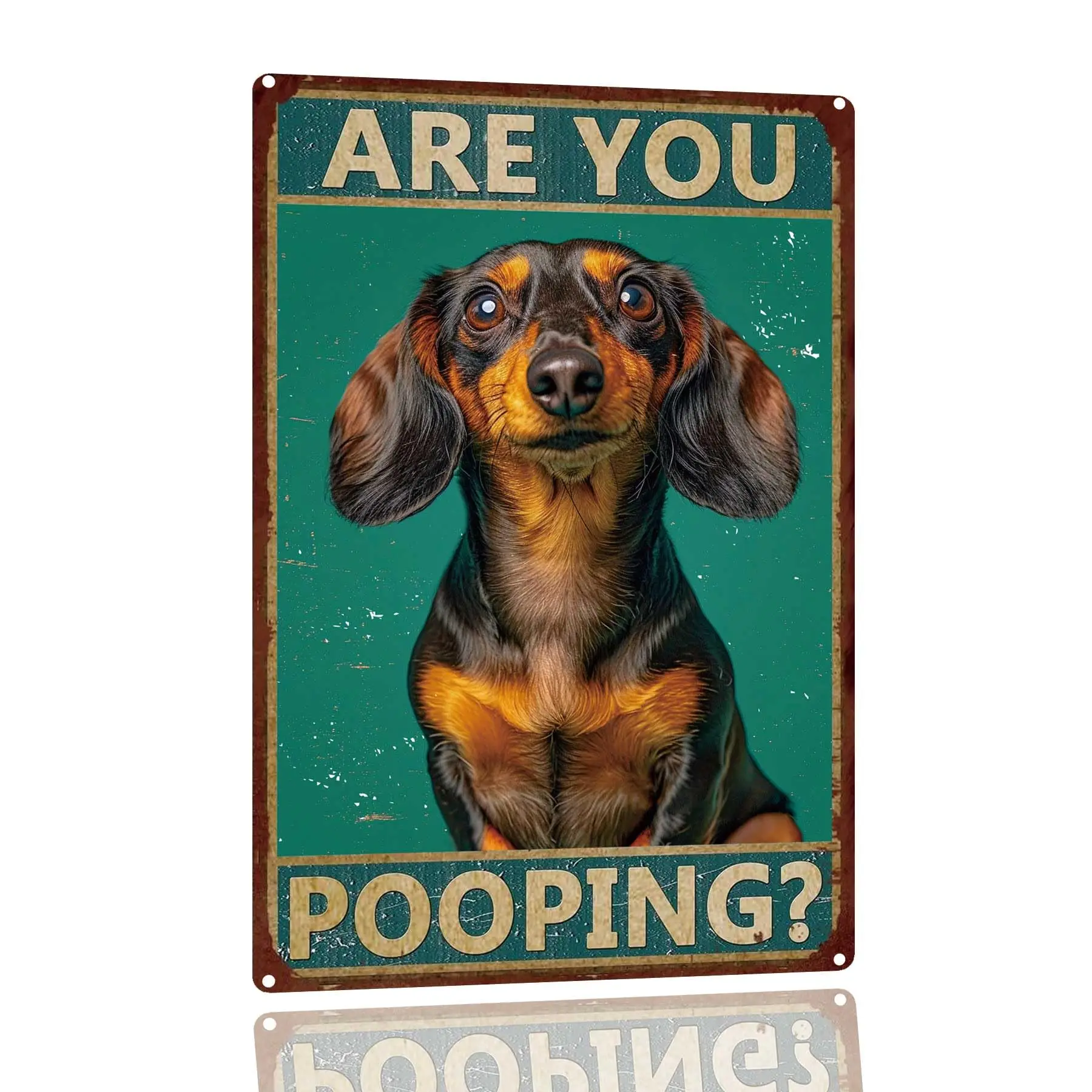 SANTUKEY Funny Chihuahua Bathroom Metal Sign Sare You Pooping Sign Vintage Sign Retro Aluminum Tin Signs For Home Bar Bathroom K