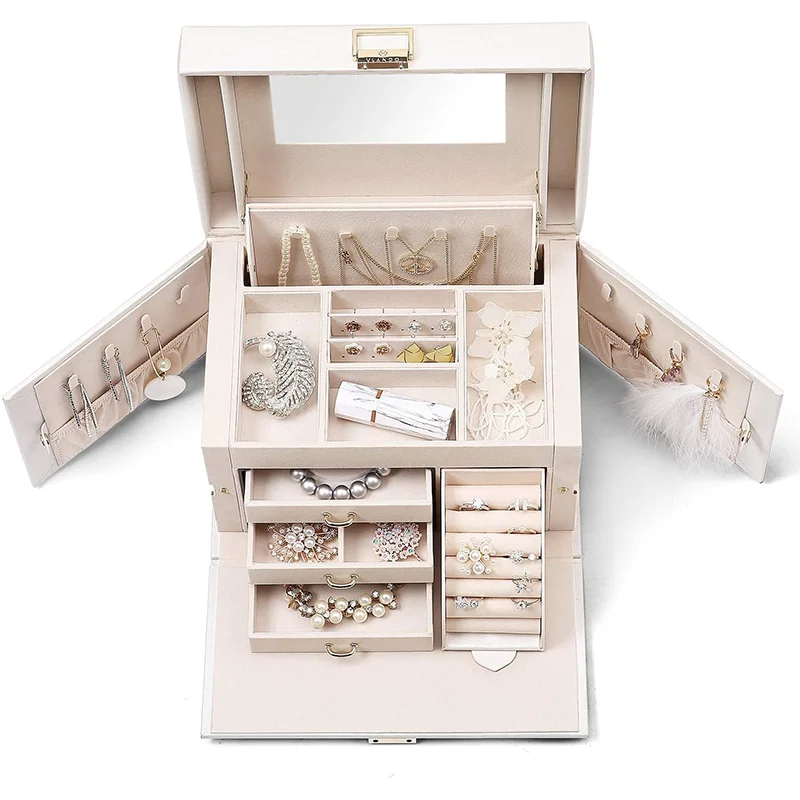 L 5 pieces accept logo custom jewelry box display jewelry box wooden large leather jewelry box