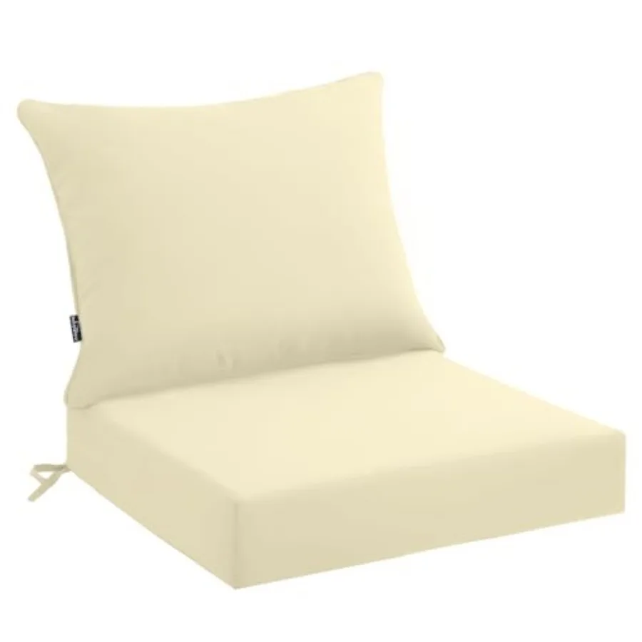 

Outdoor Seat Cushion Set 4 Waterproof and Fade Resistant Patio Furniture Cushions with Removable Cover and Ties Thick Deep Seat