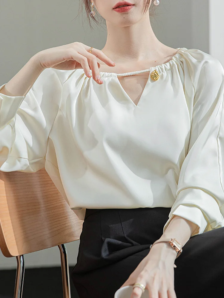 

Long Sleeve Shirts Womens Plaid Button Down Oversized Loose Fit Retro Feminine Preppy Style Youthful Elegant Office Outfit