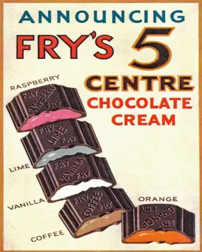 Letrero de pared estilo lata metálica vintage con diseño de crema de chocolate Frys 5 Centre