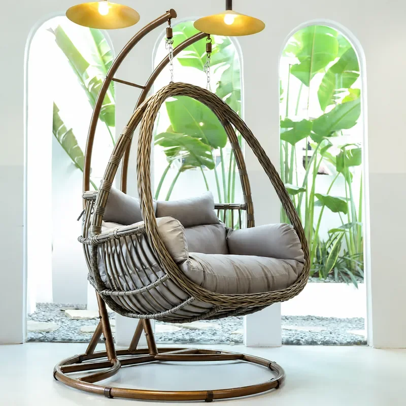 Outdoor Rattan Hanging Chair Swing for Balcony Courtyard Garden Hotel Leisure Rocking Seat Hammock Basket
