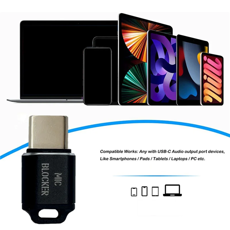 REPLA-3X 마이크 잠금 USB C 마이크 차단기 모든 USB C 장치용 마이크 사운드 보안 가드 검정색