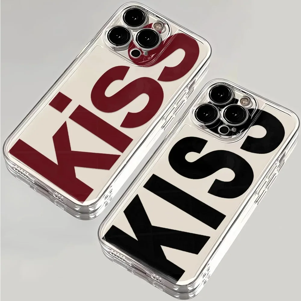Capa de Telefone Kiss em Inglês para Samsung A04 A05S A06 A50 A51 A52 A53 A54 A55 A56 A71 A72 A73 M53 M54 M55 5G, Capa de Silicone Transparente e Macia