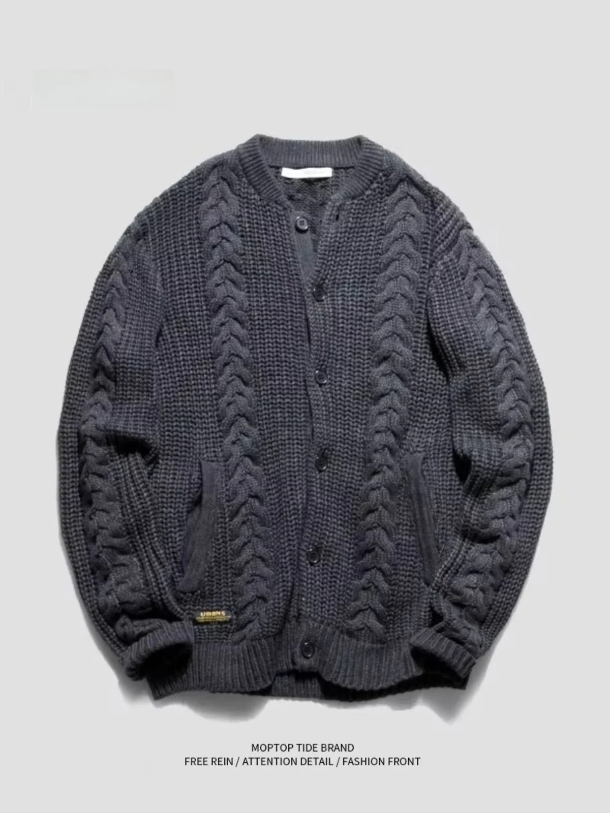 

American Retro Thiened Men's Knitted Sweater Autumn Winter Faion Sensation European Goods Twist Thiened Yarn irt