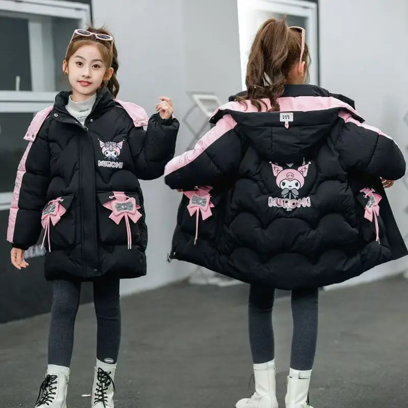 

Sanrio Kuromi My Melody Girl Down Jacket Winter Jacket Kawalii Sweet Hooded Cotton-Padded Clothes Children's Coat Princess Wind